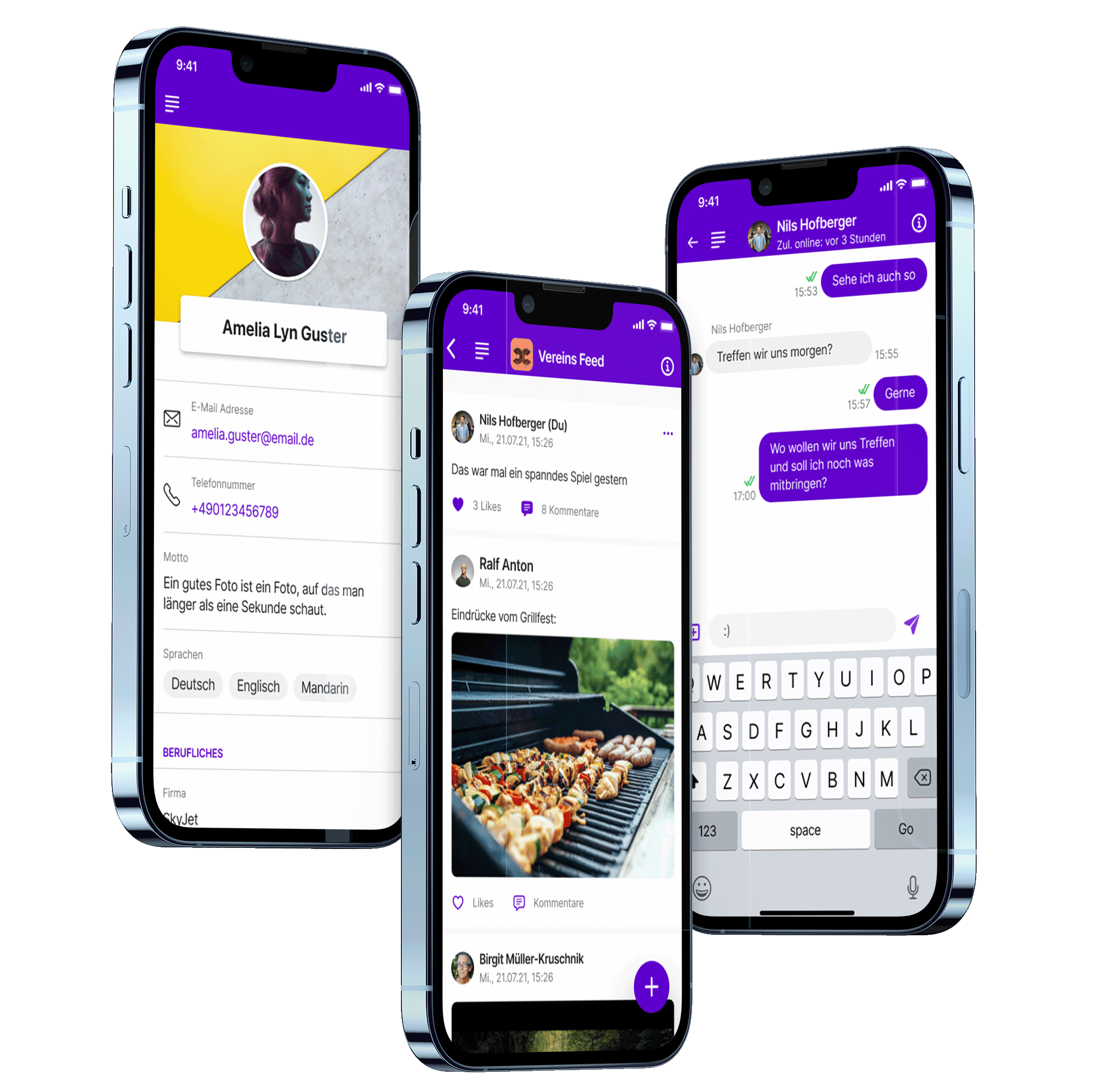 Polario Features - Profil, Social Feed & Chat