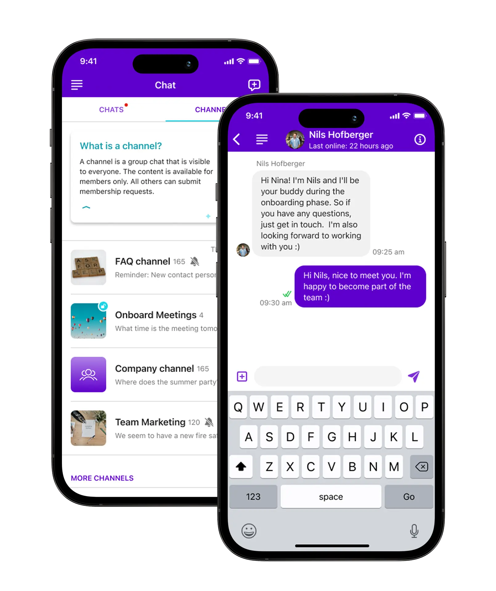 Chat & Channels in the Onboarding App