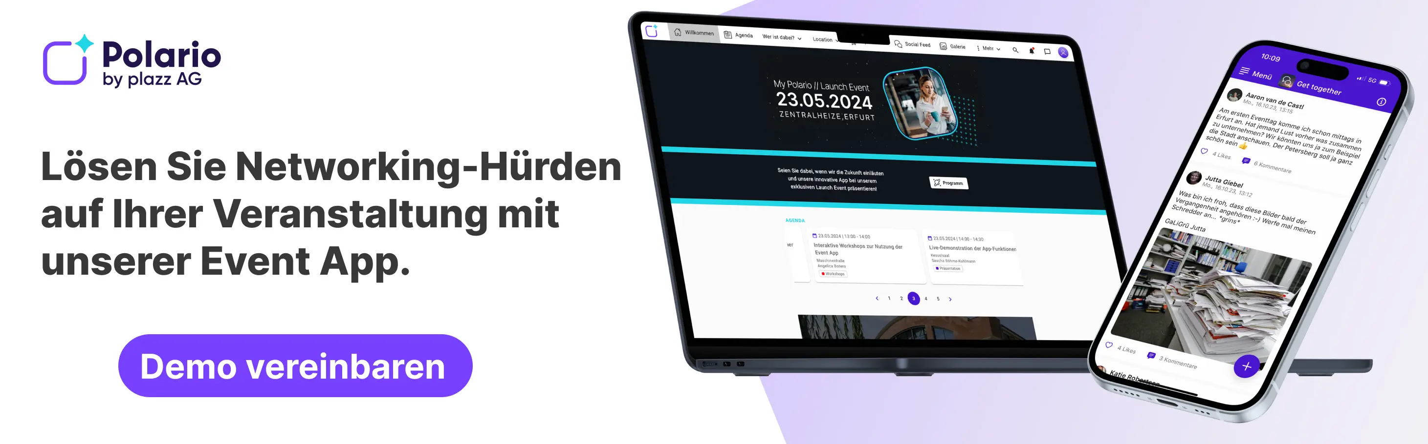 Banner um Demo für Event App anzufragen