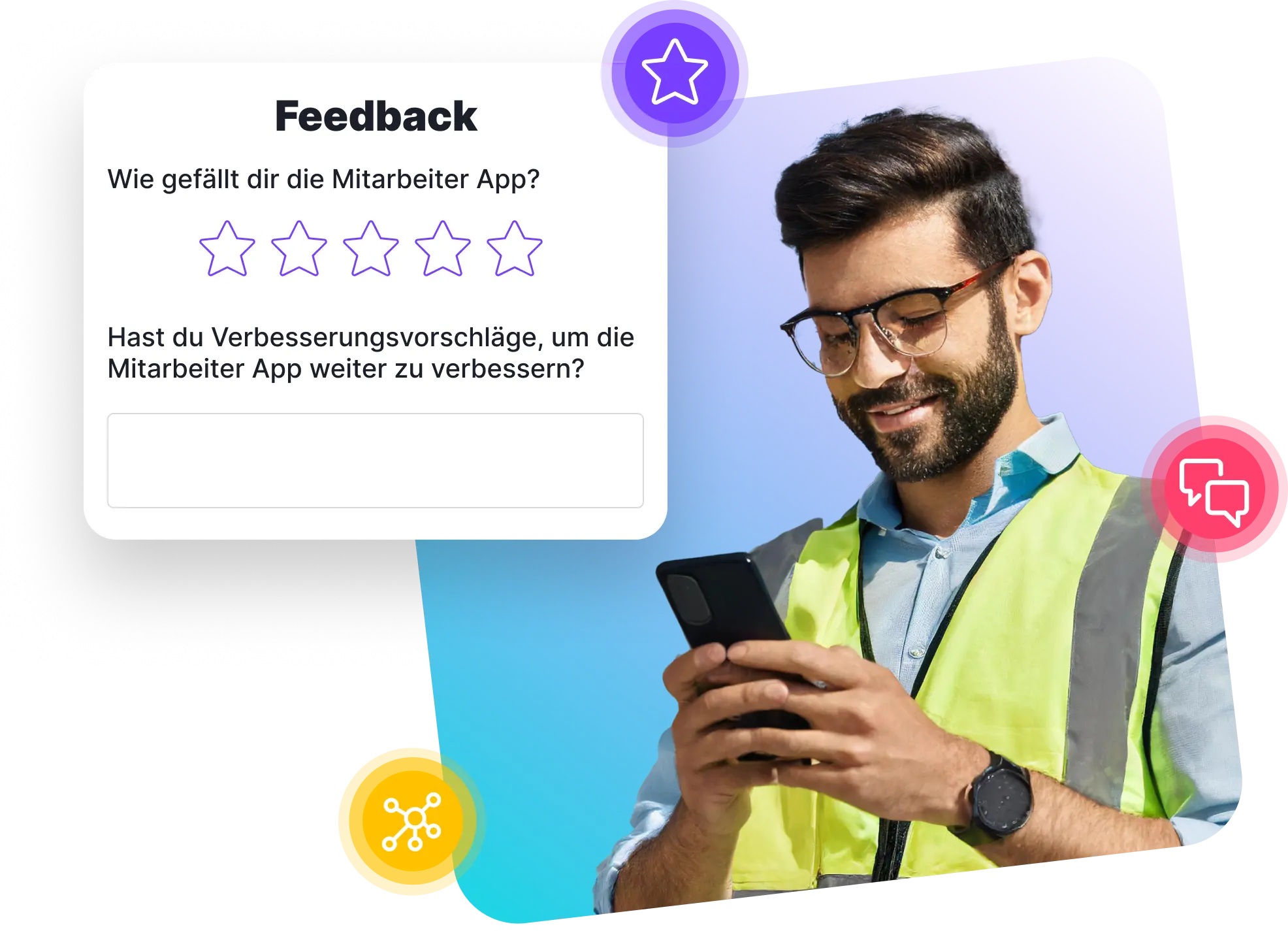 Feedbackmöglichkeit in der Mitarbeiter App für die Automobilindustrie