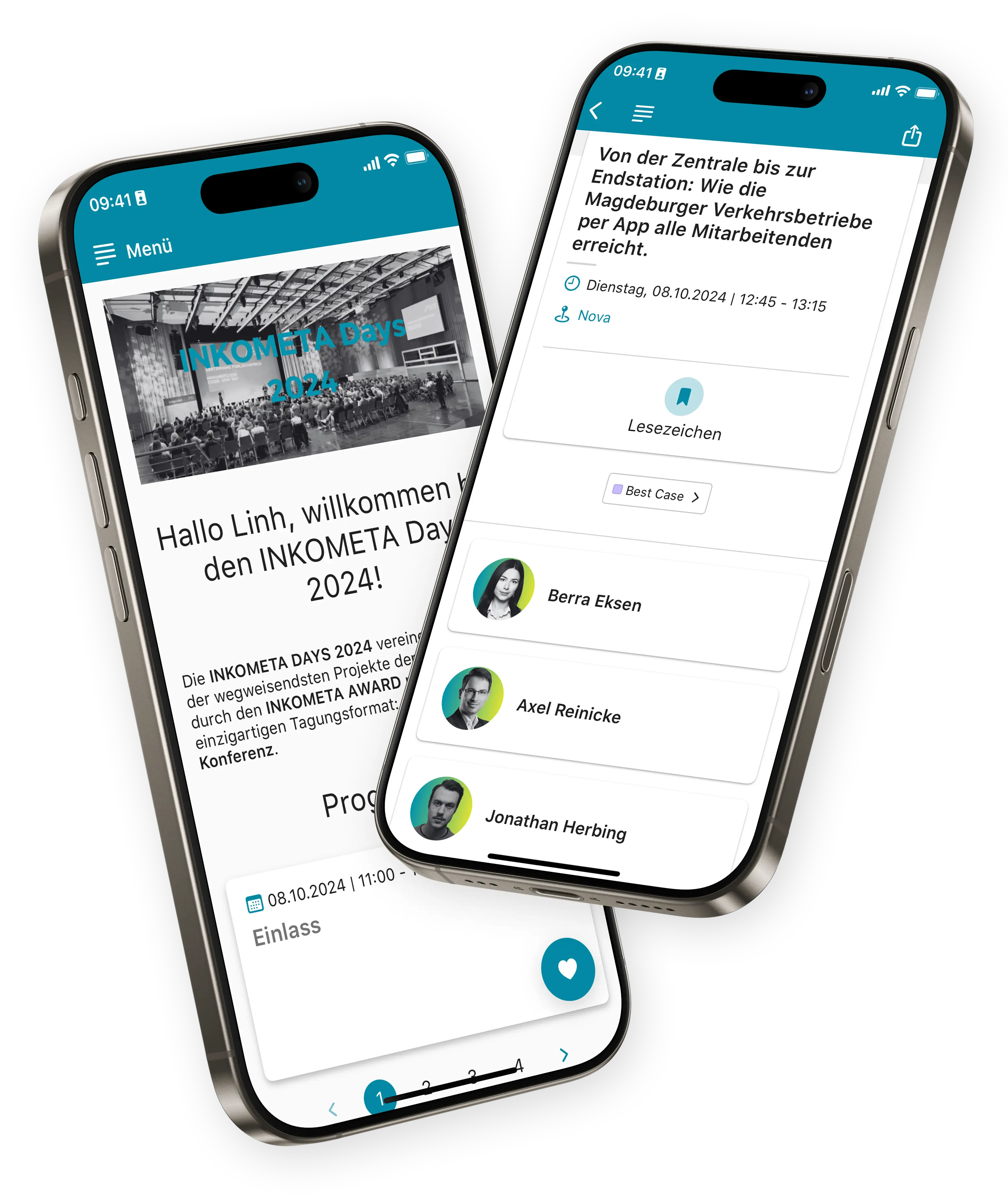 Dashboard und Kalendereintrag-Ansicht der SCM Event App